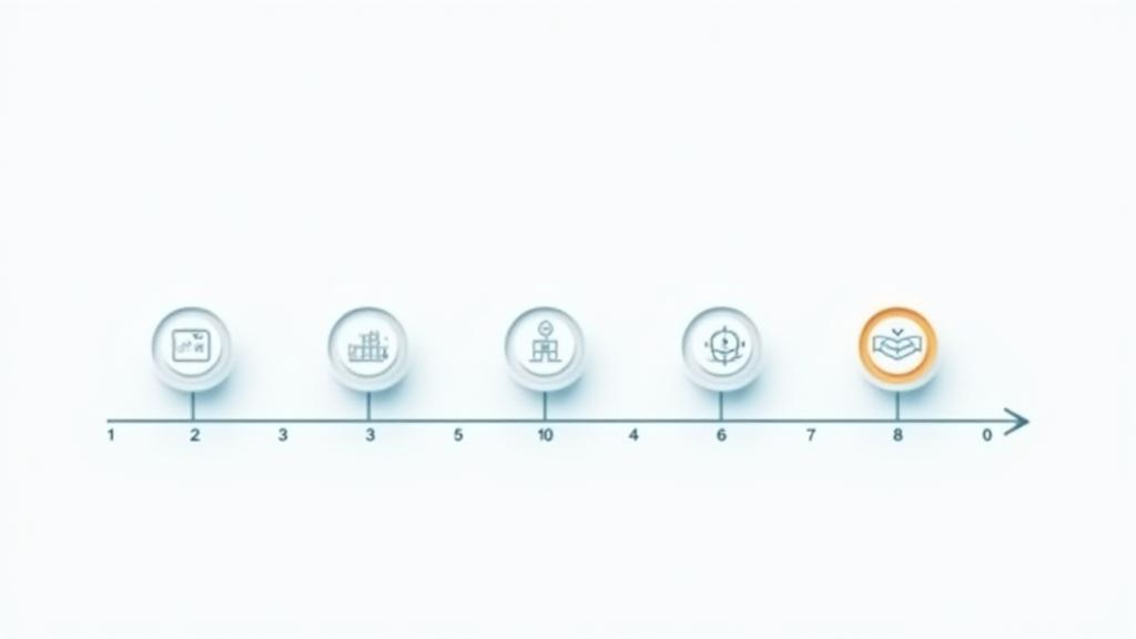 Illustration of a clear, linear process timeline with key milestones for executive search.